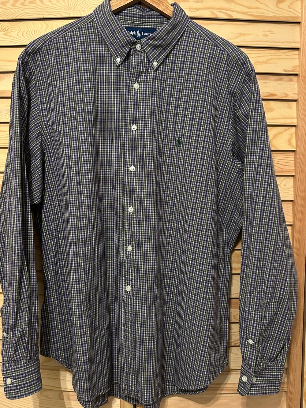 Ralph Lauren Button-Down Check Shirt — Purple/Green